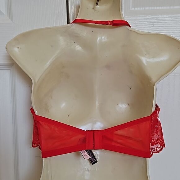Victoria's Secert Women's Lace Underwire Halter Bralette 32DD Red - Picture 5 of 16